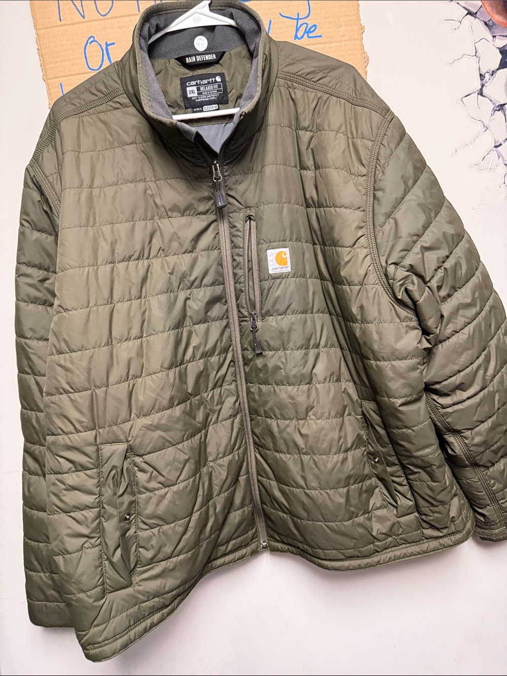Carhartt Olive Green Quilted Lightweight Puffer Jacket